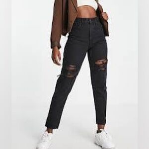LEVIS Distressed Faded Black HIGH WAISTED MOM JEAN